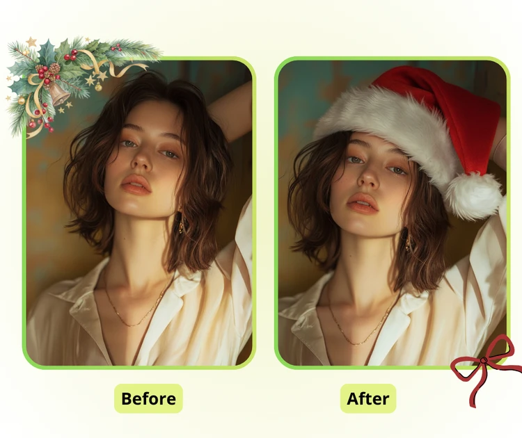 スマートな顔検出で瞬時にサンタ帽を追加