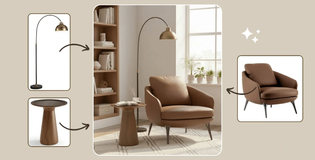 VisualGPT turns empty or messy rooms into dream spaces. Explore many layouts and styles for bedrooms, living rooms, or dining areas in seconds.